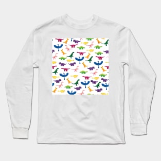 Tiny Colorful Gouache Dinosaurs Pattern Long Sleeve T-Shirt